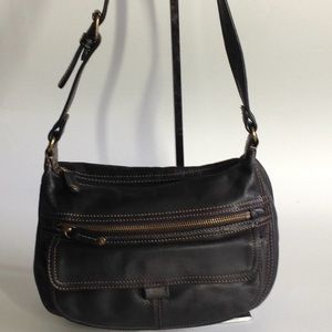 Fossil Black Leather Shoulder Handbag